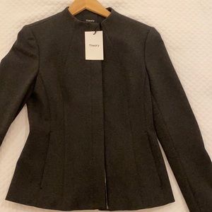 NWT Theory dark charcoal knit stretch twill wool jacket